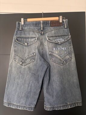 Phat Farm Men's Washed Blue Relaxed Denim Shorts